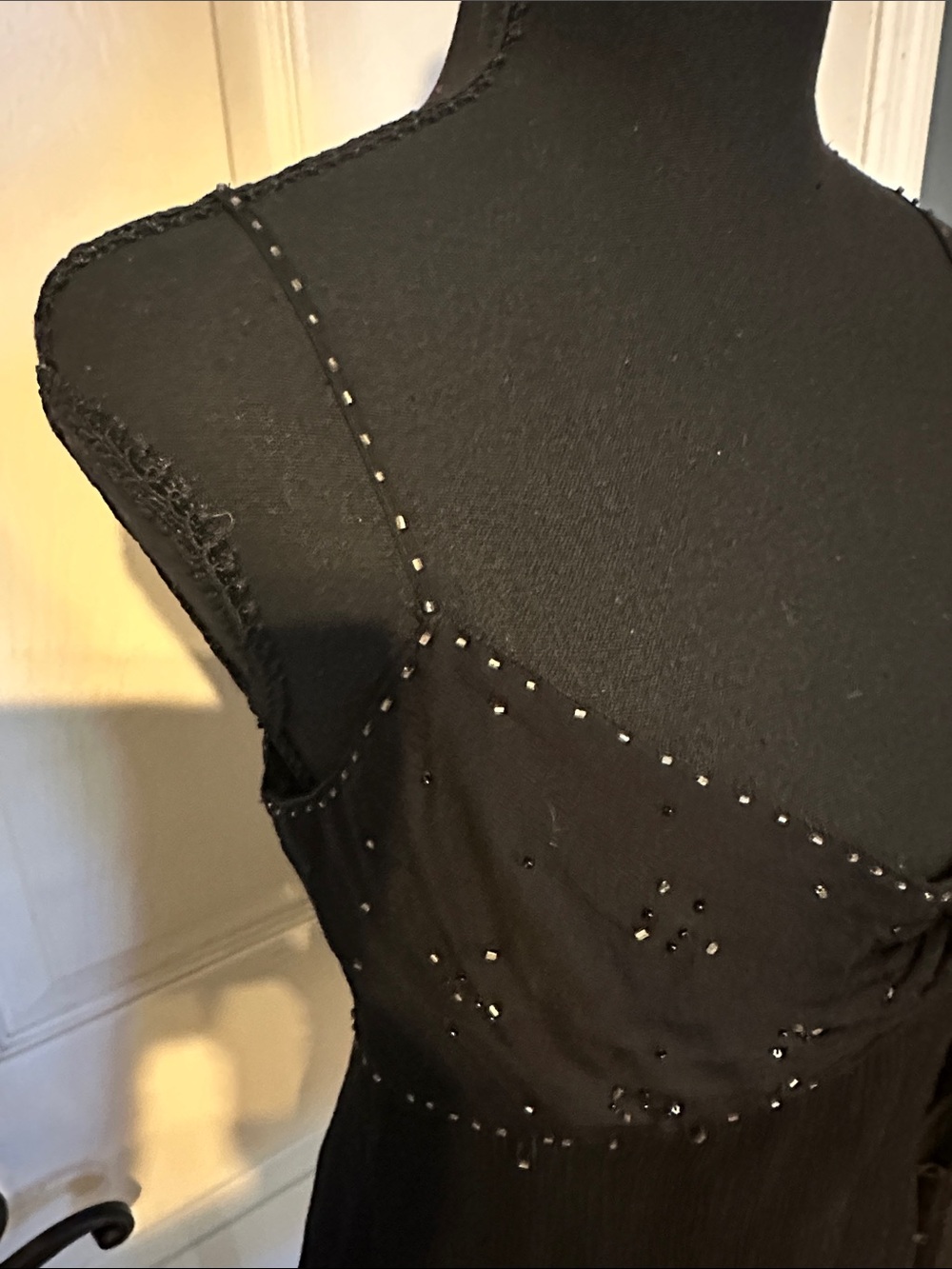 White House Black Market Black Beaded Twist-Front Camisole Top - Picture 4 of 9